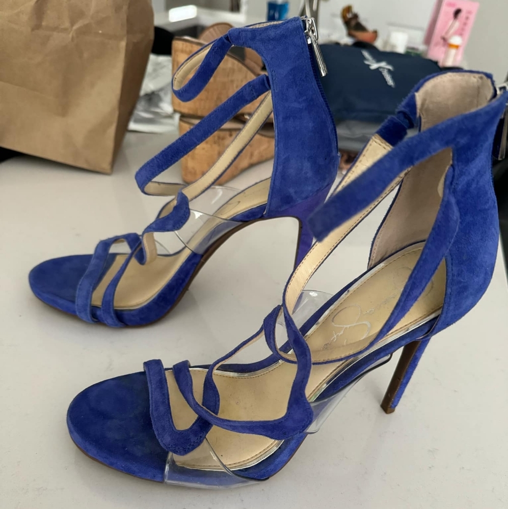 Jessica Simpson suede zip sandles (used)